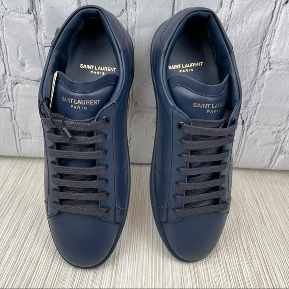 NEW Saint Laurent SL01 Classic Court Low-Top Sneakers in Navy Leather Size 39 - Picture 6 of 14